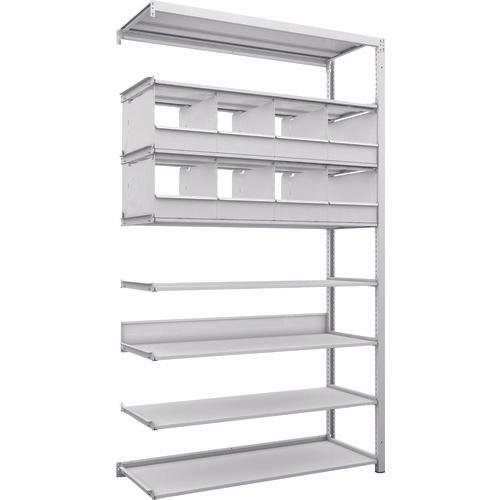 TRUSCO K1 ชั้นเก็บของความหนาแน่นสูงเคลือบสารต้านแบคทีเรีย H2200XW1250XD475 8 ชั้นพร้อมถาดแบ่ง 8 ถาดชนิดเชื่อมต่อ