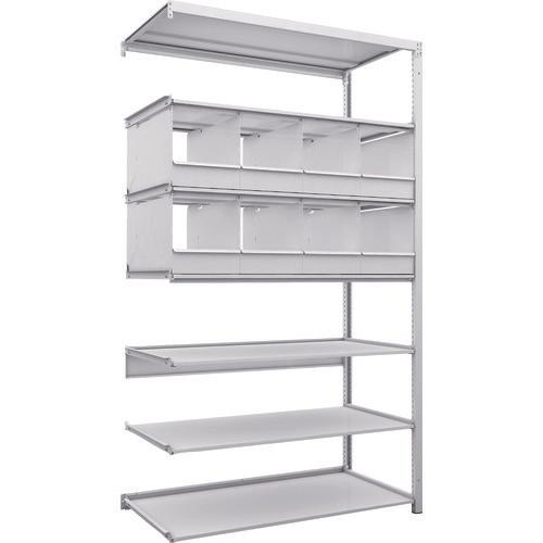 TRUSCO K1 ชั้นเก็บของความหนาแน่นสูงเคลือบสารต้านแบคทีเรีย H2200XW1250XD625 7 ชั้นพร้อมถาดแบ่ง 8 ถาดชนิดเชื่อมต่อ