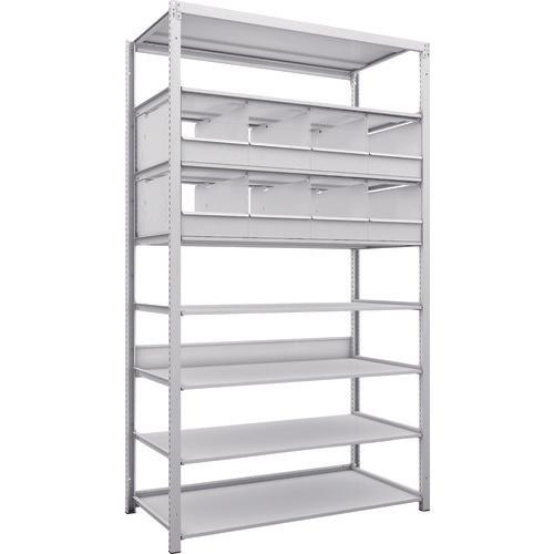 TRUSCO K1 ชั้นเก็บของความหนาแน่นสูงเคลือบสารต้านแบคทีเรีย H2200XW1250XD625 8 ขั้นพร้อมถาดแบ่ง 8 ถาด