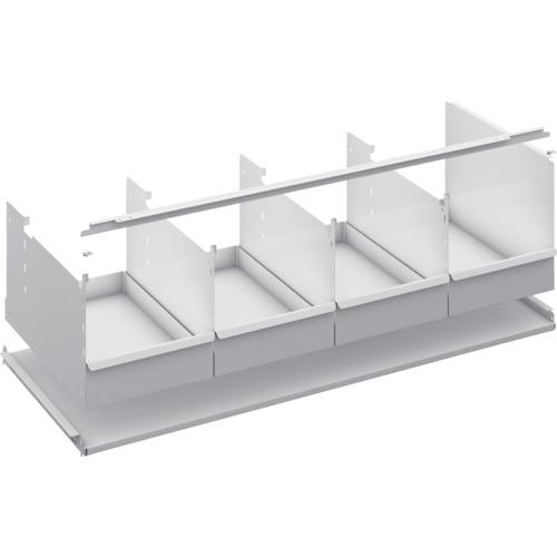 TRUSCO K1 ชั้นเก็บของความหนาแน่นสูงเคลือบสารต้านแบคทีเรียพร้อมแผ่นชั้นวางเสริม H325 x 4 ถาดแบ่งพาร์ติชัน W1250 x D475 แผนกต้อนรับส่วนหน้าตรงกลาง