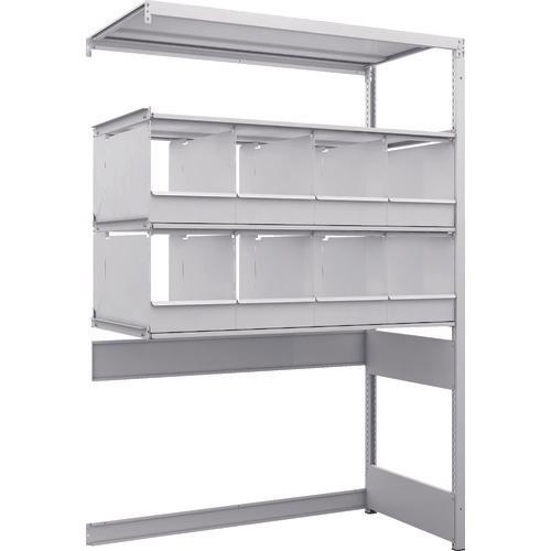 TRUSCO K1 ชนิดเคลือบสารต้านแบคทีเรีย ชั้นเก็บของความหนาแน่นสูง ชนิดเปิดด้านล่าง H1900XW1250XD625 4 ชั้นพร้อมถาดแบ่ง 8 ถาดชนิดเชื่อมต่อ