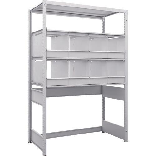 TRUSCO K1 ชนิดเคลือบสารต้านแบคทีเรีย ชั้นเก็บของความหนาแน่นสูง ชนิดก้นเปิด H1900XW1250XD625 4 ชั้นพร้อมถาดแบ่ง 8 ถาด