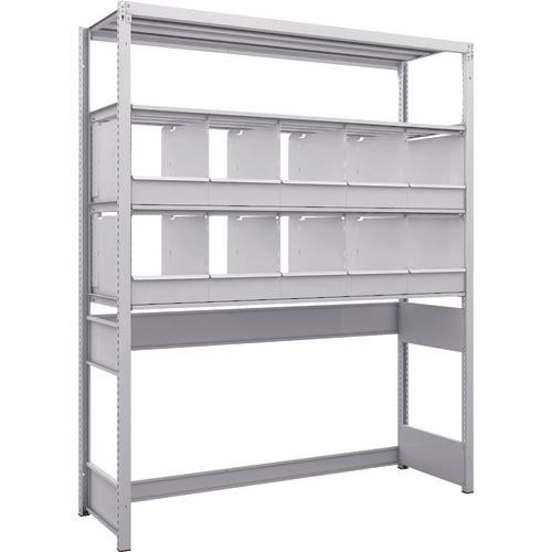 TRUSCO K1 ชนิดเคลือบสารต้านแบคทีเรีย ชั้นเก็บของความหนาแน่นสูง ชนิดเปิดด้านล่าง H1900XW1550XD475 4 ชั้นพร้อมถาดแบ่ง 10 ถาด