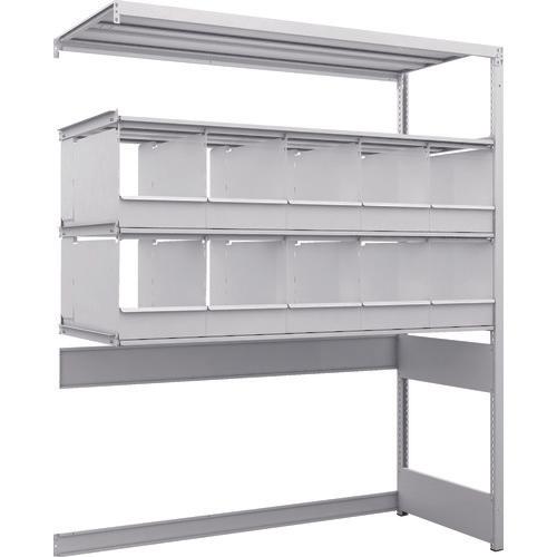 TRUSCO K1 ชนิดเคลือบสารต้านแบคทีเรีย ชั้นเก็บของความหนาแน่นสูง ด้านล่างแบบเปิด H1900XW1550XD625 4 ชั้นพร้อมถาดพาร์ติชัน 10 ถาดแบบเชื่อมต่อ