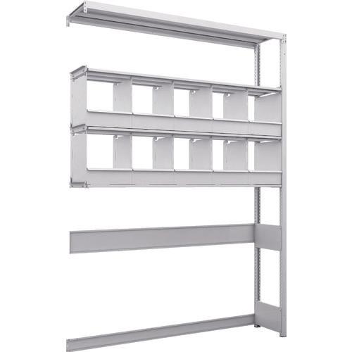 TRUSCO K1 ชนิดเคลือบสารต้านแบคทีเรีย ชั้นเก็บของความหนาแน่นสูง ชนิดเปิดด้านล่าง H2200XW1550XD325 4 ขั้น พร้อมถาดพาร์ติชัน 10 ถาด ชนิดเชื่อมต่อ