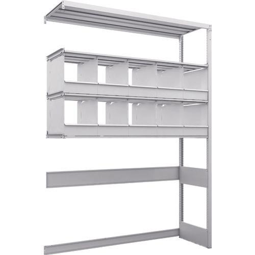 TRUSCO K1 ชนิดเคลือบสารต้านแบคทีเรีย ชั้นเก็บของความหนาแน่นสูง ชนิดก้นเปิด H2200XW1550XD475 4 ขั้น พร้อมถาดพาร์ติชั่น 10 ถาด ชนิดเชื่อมต่อ