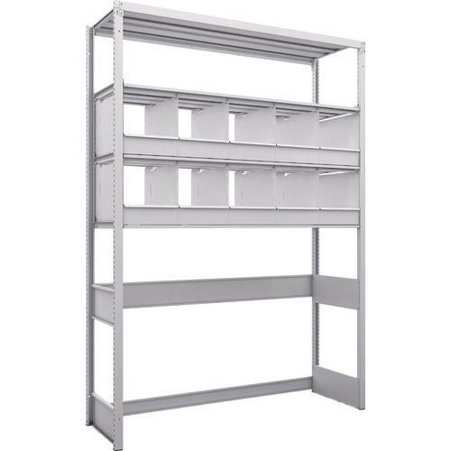 TRUSCO K1 ชนิดเคลือบสารต้านแบคทีเรีย ชั้นเก็บของความหนาแน่นสูง ชนิดก้นเปิด H2200XW1550XD475 4 ชั้น พร้อมถาดแบ่ง 10 ถาด