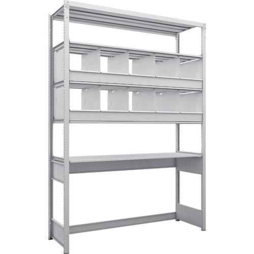 TRUSCO K1 ชนิดเคลือบสารต้านแบคทีเรีย ชั้นเก็บของความหนาแน่นสูง ชนิดก้นเปิด H2200XW1550XD475 5 ขั้น พร้อมถาดแบ่ง 10 ถาด