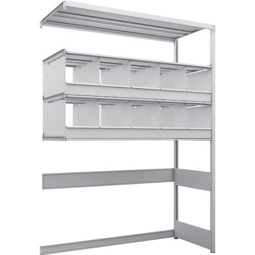 TRUSCO K1 ชนิดเคลือบสารต้านแบคทีเรีย ชั้นเก็บของความหนาแน่นสูง ชนิดเปิดด้านล่าง H2200XW1550XD625 4 ขั้น พร้อมถาดแบ่ง 10 ถาด ชนิดเชื่อมต่อ