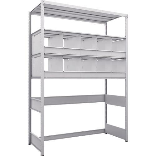 TRUSCO K1 ชนิดเคลือบสารต้านแบคทีเรีย ชั้นเก็บของความหนาแน่นสูง ชนิดเปิดด้านล่าง H2200XW1550XD625 4 ชั้นพร้อมถาดแบ่ง 10 ถาด