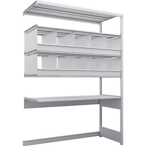 TRUSCO K1 ชนิดเคลือบสารต้านแบคทีเรีย ชั้นเก็บของความหนาแน่นสูง ชนิดก้นเปิด H2200XW1550XD625 5 ขั้น พร้อมถาดพาร์ติชั่น 10 ถาด ชนิดเชื่อมต่อ