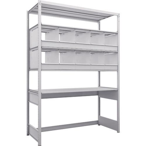 TRUSCO K1 ชนิดเคลือบสารต้านแบคทีเรีย ชั้นเก็บของความหนาแน่นสูง ชนิดเปิดด้านล่าง H2200XW1550XD625 5 ขั้น พร้อมถาดแบ่ง 10 ถาด