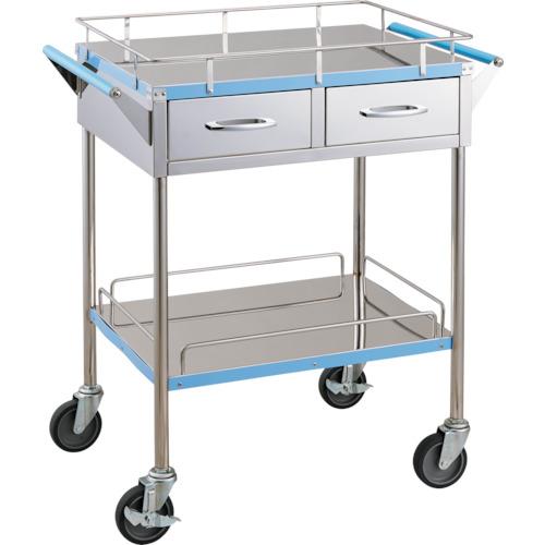 รถบรรทุก TRUSCO แอนตี้แบคทีเรีย SUS พร้อมลิ้นชัก 600 x 450 สีน้ำเงิน