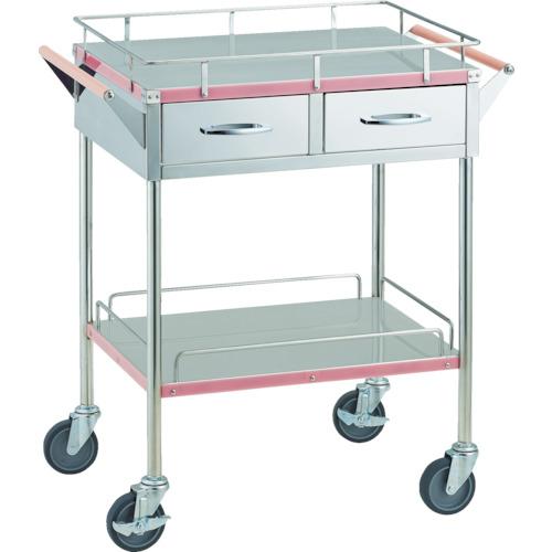 รถบรรทุก TRUSCO แอนตี้แบคทีเรีย SUS พร้อมลิ้นชัก 600X450 สีชมพู