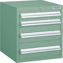 画像をギャラリービューアに読み込む, ＴＲＵＳＣＯ　ＬＶＲ型キャビネット　３９２Ｘ４１２ＸＨ４２０　引出４段　緑
