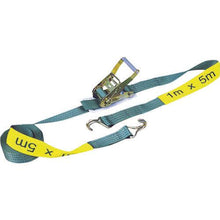 画像をギャラリービューアに読み込む, ニッコウ　ベルト荷締機　ナローフック付　幅５０ｍｍ　長さ１ｍ（固定）・５ｍ（調整）　
