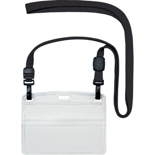 OP ป้ายชื่อห้อยแบบตะขอคู่ นามบัตรแนวนอน 10 แผ่น สีดำ