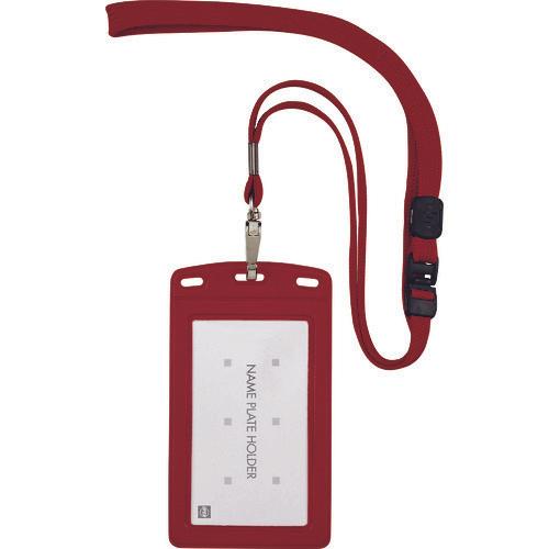 OP ป้ายชื่อห้อยนามบัตรหนังแนวตั้ง 1 ชิ้น สีแดง