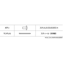 画像をギャラリービューアに読み込む, エビ　ブラインドリベット（ステンレス／スティール製）　５－４（１０００本入）　箱入
