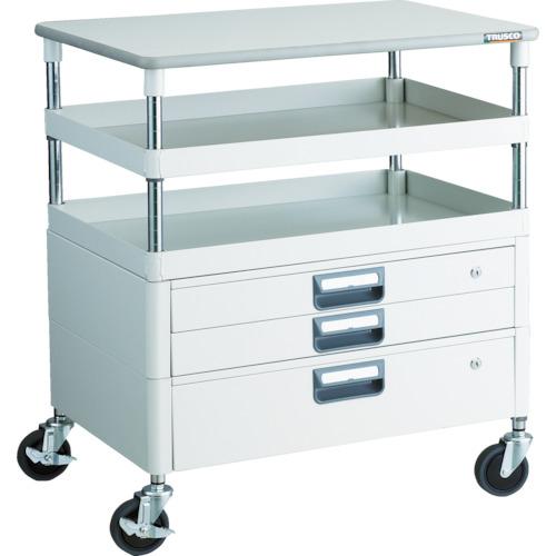 Ngăn kéo TRUSCO Phoenix wagon âm kháng khuẩn tiết kiệm 750x500xH880 mặt trên W màu