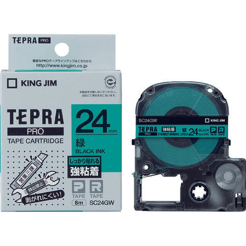KING JIM เทป Tepra PRO ฉลากกาวเหนียว เขียว/ดำ