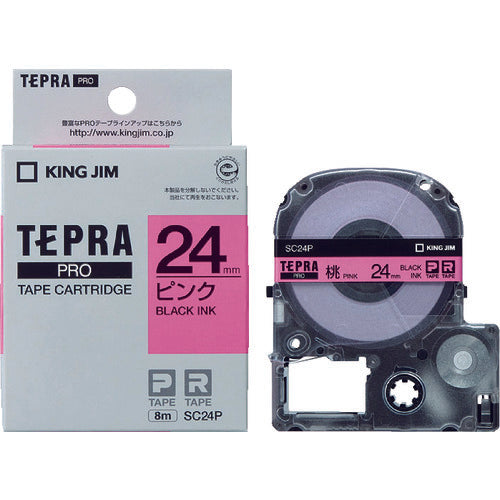 ตลับเทป KING JIM Tepra PRO ชนิดสี (สีชมพู ตัวอักษรสีดำ)