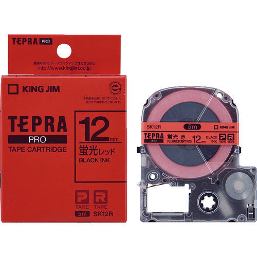 KING JIM Tepra PRO ตลับเทปกว้าง 12มม. สีแดงเรืองแสง