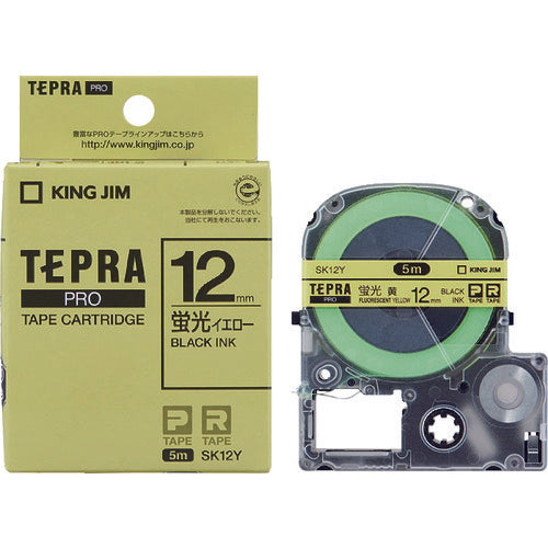 KING JIM Tepra PRO ตลับเทปกว้าง 12มม. สีเหลืองเรืองแสง