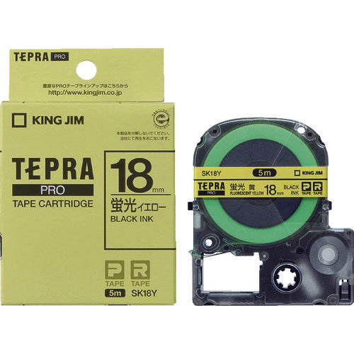 KING JIM Tepra PRO ตลับเทปกว้าง 18มม. สีเหลืองเรืองแสง