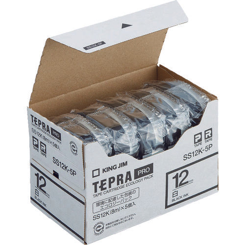 KING JIM Tepla PRO ตลับเทป สีเทป: ขาว สีข้อความ: ดำ