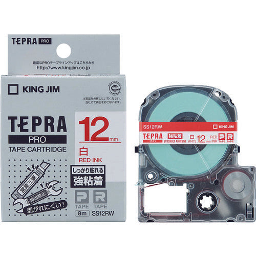 เทปกาว KING JIM Tepra PRO ชนิดกาวเหนียว ตัวอักษรขาว/แดง
