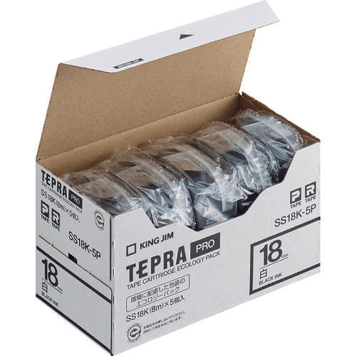 KING JIM Tepla PRO ตลับเทป สีเทป: ขาว สีข้อความ: ดำ
