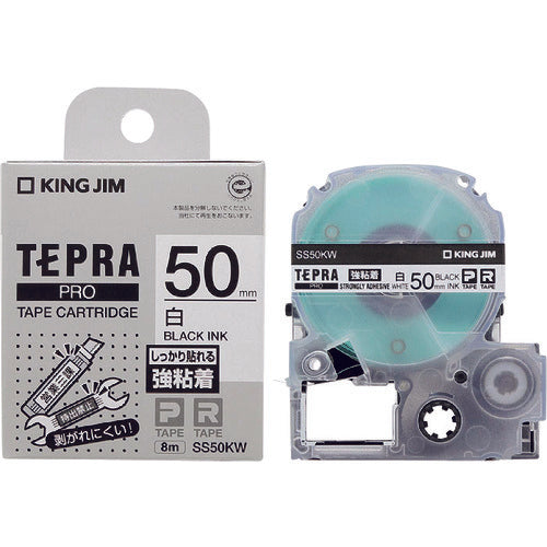 KING JIM เทป Tepra PRO ชนิดกาวเหนียว ตัวอักษรขาว/ดำ