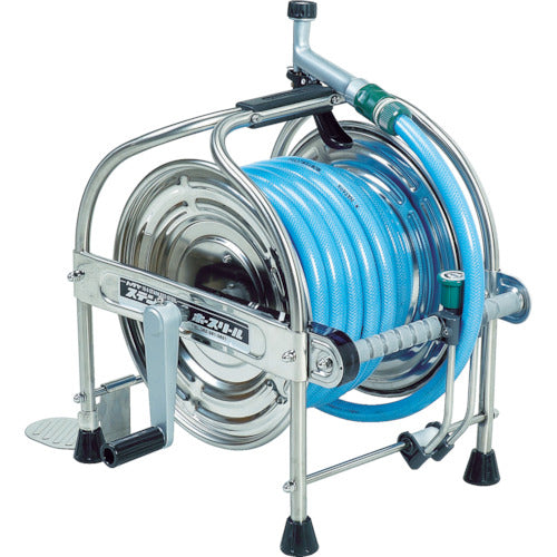 HATAYA stainless steel (SUS304) hose reel 20m pressure resistant hose with lever nozzle
