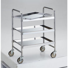 画像をギャラリービューアに読み込む, ＴＲＵＳＣＯ　ストロングカート　（ＳＵＳ３０４）３段タイプ　導電ゴム車輪　Ｗ６６０ＸＤ４５０ＸＨ９００
