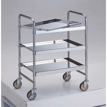 画像をギャラリービューアに読み込む, ＴＲＵＳＣＯ　ストロングカート　（ＳＵＳ３０４）３段タイプ　ナイロンウレタン車輪　Ｗ６６０ＸＤ４５０ＸＨ９００
