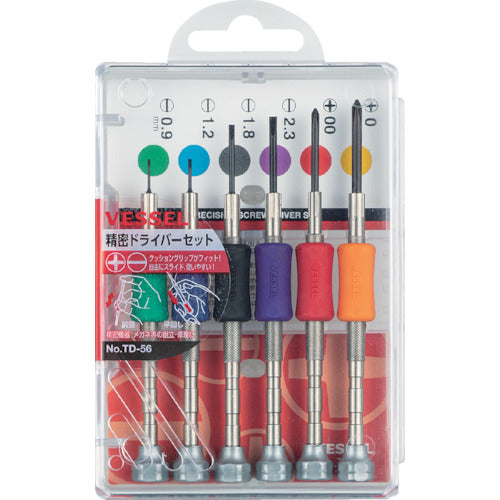 Bộ tuốc nơ vít chính xác VESSEL TD-56 6 cỡ đi kèm