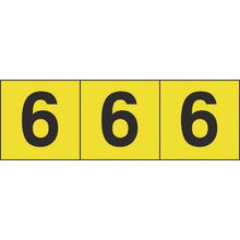 画像をギャラリービューアに読み込む, ＴＲＵＳＣＯ　数字ステッカー　５０×５０　「６」　黄色地／黒文字　３枚入
