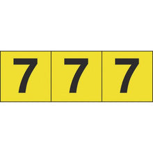 画像をギャラリービューアに読み込む, ＴＲＵＳＣＯ　数字ステッカー　５０×５０　「７」　黄色地／黒文字　３枚入

