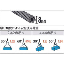 画像をギャラリービューアに読み込む, ＴＲＵＳＣＯ　玉掛けワイヤーロープ　段落し　８ｍｍＸ１ｍ
