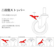 画像をギャラリービューアに読み込む, ＴＲＵＳＣＯ　ねじ込み式静音エラストマーキャスター　自在　２段階ＳＴ付　７５
