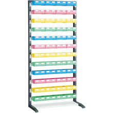 Load image into gallery viewer, TRUSCO UPR rack single-sided H1900 bottle with 12 each of large blue, red, yellow, and light green

