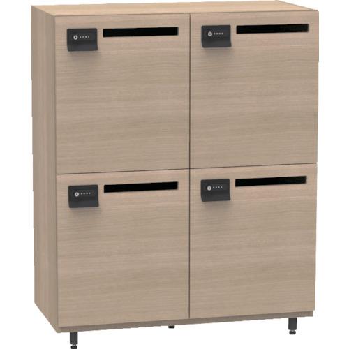 Tủ đựng đồ cá nhân bằng gỗ TRUSCO có ổ cắm 2 hàng 2 bậc cho 4 người Grige Oak