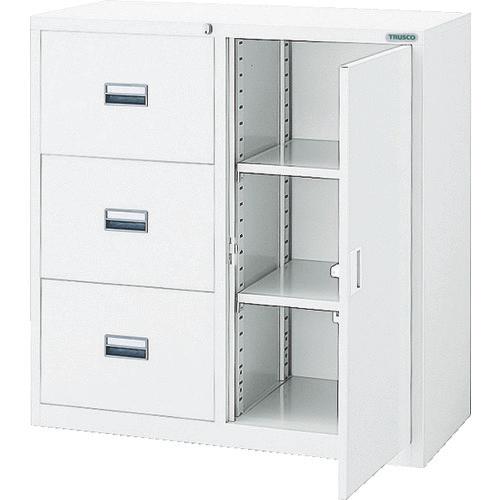 ＴＲＵＳＣＯ　スタンダード書庫（Ｄ４００）コンビ３段片開　８８０ＸＨ８８０　Ｗ色