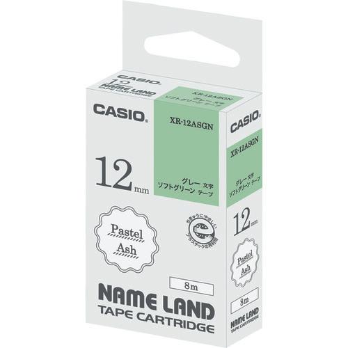 เทปแอชสำหรับ CASIO Nameland สีเขียวอ่อน ตัวอักษรสีเทา 12 มม