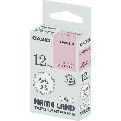 เทปแอชสำหรับ CASIO Nameland สีชมพูอ่อน ตัวอักษรสีเทา 12 มม