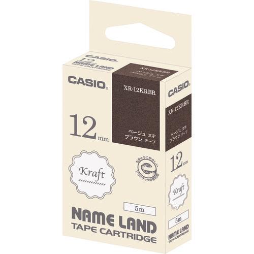 เทปคราฟท์สำหรับ CASIO Nameland สีน้ำตาล ตัวอักษรเบจ 12มม