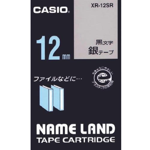 เทปชื่อ CASIO 12มม. เทปสีเงิน/ตัวอักษรดำ