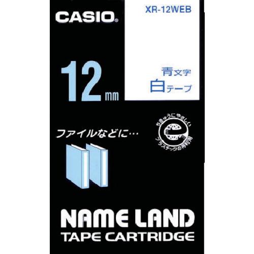 เทปชื่อ CASIO 12 มม. สีขาว/ตัวอักษรสีน้ำเงิน