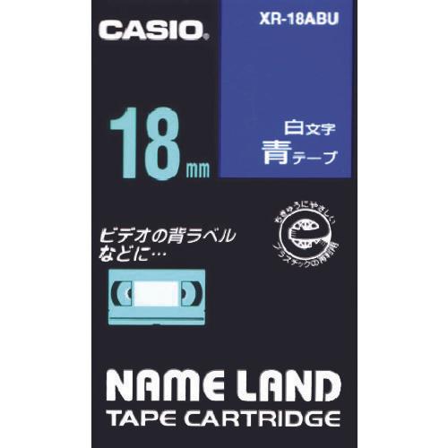ตัวอักษรสีขาว 18 มม. บนเทปสีน้ำเงินสำหรับแบรนด์ CASIO